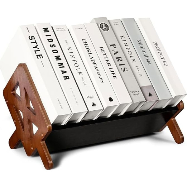 Bunkal Premium 100% Bamboo Table Book Holder for Book Storage - Large Magazine Rack for Books, Letters, Files for Home, Living Room, Office, CDs, Bookshelf, Home Decoration - Simple