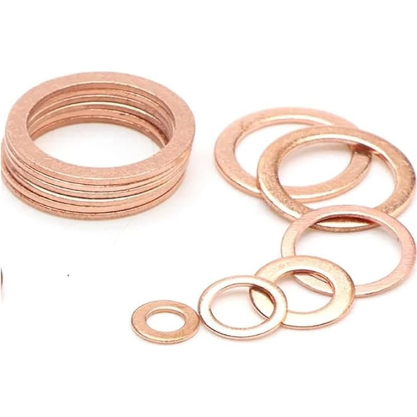 50 Stück M5 M6 M8 M10 M12 M14 M16 M18 M20 M22 Unterlegscheiben aus massivem Kupfer, Unterlegscheibe, flacher Ring, Dichtungsringe, Dichtung, einfache Distanzscheiben, Befestigungselement(12X16X1)