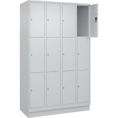 C + P Möbelsysteme C+P Classic Plus 3 Locker Cabinet 4 Compartments Light Grey W 1200 mm 12 Compartments with Base Base