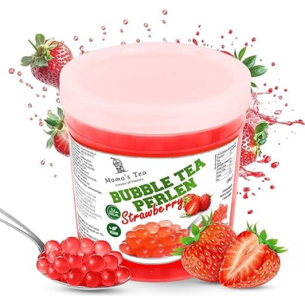 Momo's Tea® Bubble Tea Beads - Make Yourself [Strawberry - 1300g XXL Container] - 100% Vegan, Halal, Gluten Free