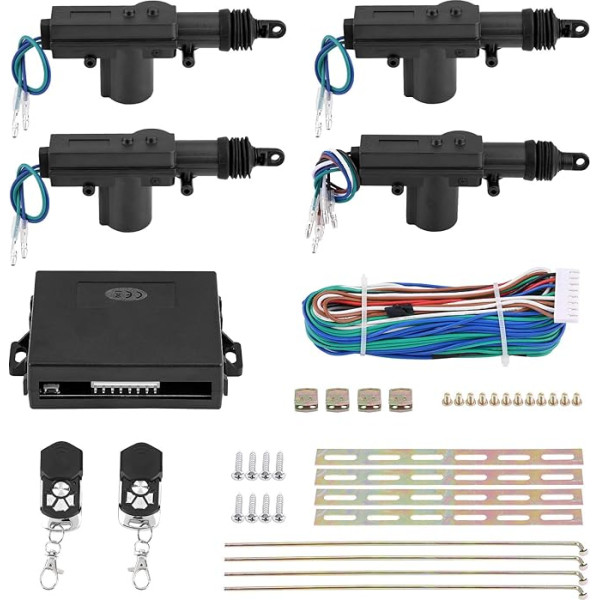 Universal Car Door Lock Keyless Entry System Central Locking Remote Control Kit with 2 Folding Keys, Remote Control, Central Locking Retrofit, Kit with Boot Release Button