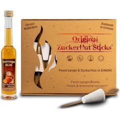 Feuerzangentasse ZuckerHutSticks, 12 pieces, sugar, with rum 40 ml, for hot drinks (mulled wine, fire tongs punch, etc.) and cocktails