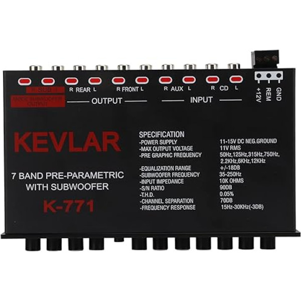 Einstellbarer 7-Band-Car-Audio-Grafik-Equalizer mit Hochpegeleingang für Stereoanlage