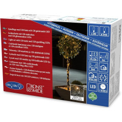 Konstsmide 3642-810 LED Light String, with FireFly Effect/Indoor or Outdoor (IP44)/240 Amber White Diodes (120 Twinkling)/Black cable