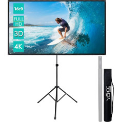 CCLIFE Foldable Projector Screen with Tripod Including Mounting Material 80/90/100 Inch Projection Screen Roller Screen Home Cinema Mobile