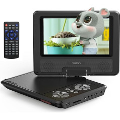 9.5 Inch Portable DVD Player for Children in Car with 7.5 Inch HD Swivel Screen, Stereo Speakers, 6 Hours Battery Life, Sync TV/USB/SD Card Support [No Blu-ray Support]