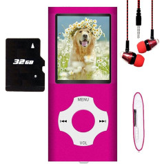 Hotechs Slim Design MP3 Player MP4 Player with 32GB Memory Card Digital LCD Display 1.8 Inch Display FM Radio