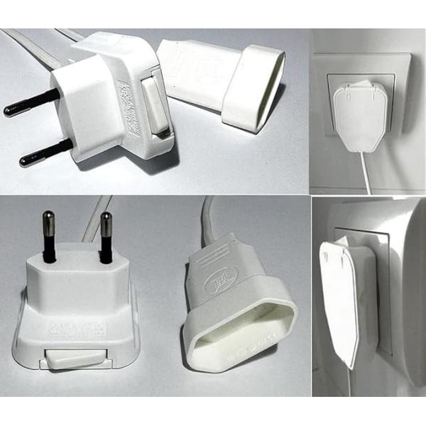 Euro Extension with Switch, 5 m, White, Extra Flat Angled Plug, WSP2x041320, Double Pack, Ideal for Small Space, Euro Coupling, Cable 2 x 0.75 mm²