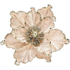 M2cbridge Artificial Christmas Magnolia Flowers, Red Velvet Poinsettia Flower Picks for Christmas Wreath Tree Decorations (4 Pieces Champagne Magnolia)