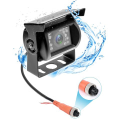 Backup Camera Camecho IR Night Vision without Guide Line Without Color Change Waterproof 4 Pin Aviation Connector Rear View Camera for Bus/RV/ Truck/Trailer Heavy Duty