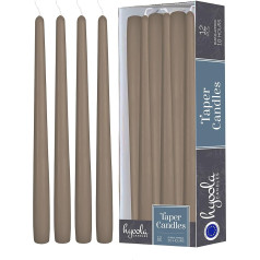 Hyoola Taper Candles - 30 cm Taupe Grey, Drip-Free Table Candles - Long Burning Time 10 Hours - Pack of 12