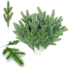 XIAQICA Pack of 60 Artificial Pine Branches, Fir Garland, Green Plants, DIY Fake Pine Needles, Christmas Pine Needles, Wreath, Artificial Branch, Pine Branches, Pine Leaves for Christmas Decor