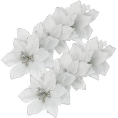 HOMSFOU 24pcs Christmas Decorations Fake Flowers Artificial Poinsettia Fake Flowers Red Poinsettia Flowers Mini Decor Mini Artificial Flowers Mini Wreath Xmas Tree Imitation Flower Flash