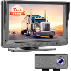 Hikity 7 Inch Cable Stable Digital 170° Reversing Camera Kit, Waterproof, with Radar Detection, Night Vision, Reversing Aid Lines for All Vehicle Models, 12 V Cigarette Lighter Power Supply