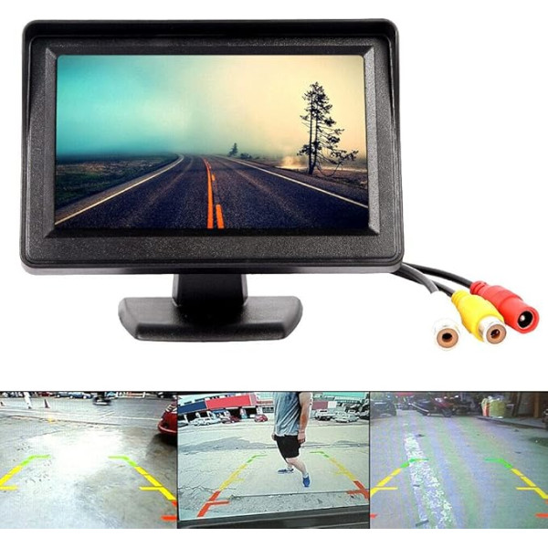 Baceyong Car Rear View Camera Screen, Reversing Monitor for Rear View Camera, 12-24V 4.3 Inch HD Digital Color TFT LCD Monitor for Autobus Truck Trailer