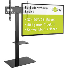 goobay 58526 TV Stand for TVs and Monitors Between 37 Inches and 70 Inches (94-180 cm) / Swivelling and Height Adjustable / TV Stand for Flat TV and Curved TV up to 40 kg Black