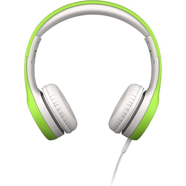 LilGadgets Connect+ Kids Wired Headphones with Microphone, Volume Limiter for Safe Listening, Adjustable Headband, Padded Ear Pads for Comfort, School Headphones for Kids, Green