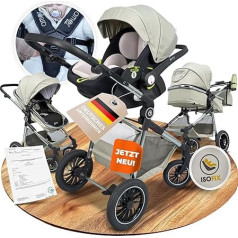 3-in-1 Pushchair and Car Seat with Baby Seat Chassis Combination Set | Stroller Baby | Isofix Station & 5-Point Safety Belt Pram Buggy Travel Buggy | Baby Pram