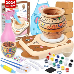 Skirfy Pottery Set for Children, Electric Pottery Wheel for Children, Mini Pottery Wheel with Pottery Clay, Pottery Set for 6 Year Old Boys and Girls, Christmas and Easter Gifts for Birthday