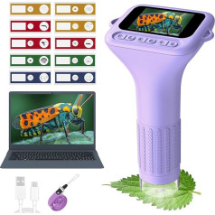 USCAMEL Digital Microscope for Children 5-7: 1000x Hand-Held Microscope with 2-Inch Screen Pocket Minicope & Preparation Set - Educational Toy for Children, Students and Naturalists (Purple)
