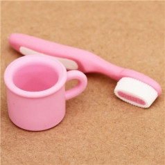 Iwako toothbrush and toothbrush mug eraser pink from Japan