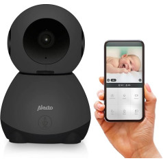 Alecto SMARTBABY10BK WiFi Baby Monitor with Camera HD 1080p - Indoor Smart Baby Monitor with Mobile Phone Control - For Home and Travel, Video Baby Monitor Camera and Audio/Alarm - Black