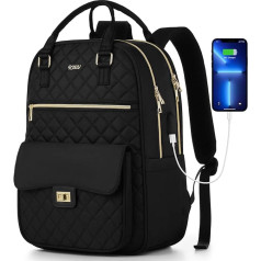 Backpack Women's Laptop Bag 15.6 Inch School Backpack Girls Teenager School Bag for University Study, Work Bag, Women's Backpacks Travel Business, Gifts for Women, Black