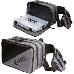 Zeck Sling Bag 5000 + 2 x Tackle Box WP M - Artificial Bait Bag for Wobblers and Rubber Fish, Fishing Bag for Artificial Bait, Tackle Bag, gray, Sporty