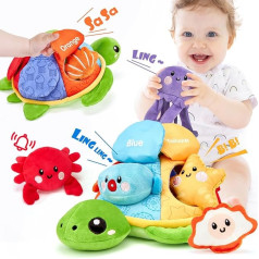 hahaland Baby Toy for 6 12 Months, Turtles Sensory Toy for Combining Colours, Words and Sea Creatures, Montessori Educational Toy for Toddlers, 1 Year Boys, Girls
