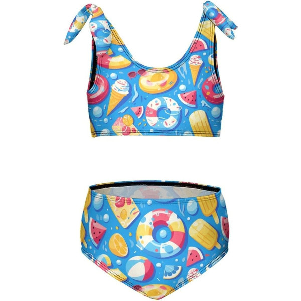 TENMET Zweiteiliger Tankini-Badeanzug für Mädchen, Schleifenknoten-Detail, schnelltrocknend, für Sommer, Strand