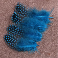HKSDKABOP Handwerksdekoration mit Federn, 50 Stück Perlhuhn- und Fasanenfedern mit Perlfleck, gefärbt, 5,1–10,2 cm, Mehrfarbig(Lake Blue)