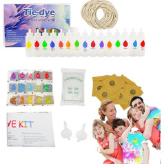 Tie Dye Kit for Children - Spray Fabric Painting Templates, Complete Craft Package with Colour Bottles | DIY Clothing Design for School Family Home Outdoor Expert Beginner Projects Socks Hats Scarves