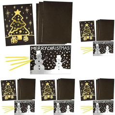 Baker Ross 8 x Black Gold & Silver Sheets for Kids Christmas Scratch Paper Arts and Crafts AF724 (Pack of 5)