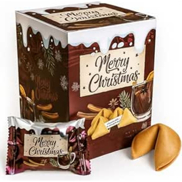 Food Crew Christmas Mulled Wine Lucky Biscuits, 12 x 6 g, Alcohol-Free, Mulled Wine Gift, Individually Packed with Christmas Sayings, as Advent Calendar Filling or Small Christmas Present