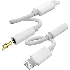 Lightning to 3.5mm Splitter (2 Pack) iPhone AUX Adapter for Headphone Jack Dongle Apple MFi Certified Audio Adapter Para Music Earbuds Cable Connector for 14, 11111 Pro Max 7 11 pads