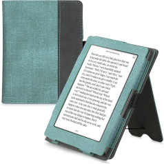 kwmobile Flip Case Compatible with Kobo Aura Edition 1 - Hand Strap - Cover Mint Green Dark Grey