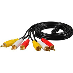 5M 3 RCA Phono Male to 3 RCA Phono Male Composite Audio Video Cable Triple RCA TV AV Cable High Performance Connection for Enhanced Audio and Video Universal Fit for