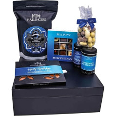 Hallingers Happy Birthday Blue - Gourmet Gift Set in Elegant Box as Gift Basket for Birthday (Box) - Gift Ideas Christmas & Gifts Advent Calendar Birthday Congratulations Thank You Anniversaries