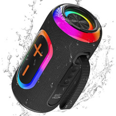 oraolo Bluetooth Speaker with 24 W Stereo Sound, Portable, RGB LED Lights, TWS Pairing, Bluetooth 5.4, AUX/TF Card, 15 Hours Battery Life, Waterproof