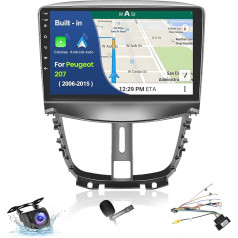 Upgrade 9 Inch Touchscreen Car Radio, 2 DIN Android 13 Radio for Peugeot 207 2006-2015, 2G+64G, Wireless Carplay & Android Car, Radio with GPS/WiFi/BT/USB/RDS/FM Microphone Reversing Camera