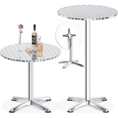 3-in-1 Bar Table, Bistro Table, Folding Bartender Table, 60 cm Diameter, 3 Heights: 49.5 cm/74 cm/114 cm, Stainless Steel for Home, Garden, Restaurant, Outdoor Standing Table, Bar Table, Party