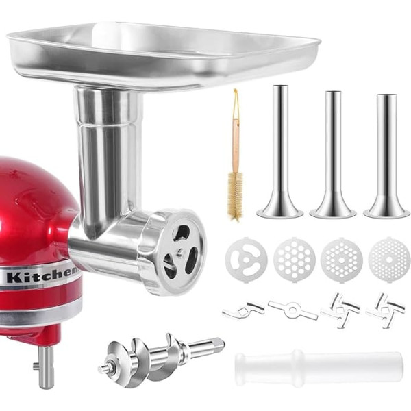 Stainless Steel Meat Grinder for KitchenAid Mixer, Meat Grinder Attachment for Kitchenaid Stand Mixer, Dishwasher Safe