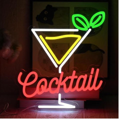 Cocktail Neon Sign Bar Neon Sign LED Neon Bar Sign Cocktail Neon Sign, USB Dimmable Bar Neon Light for Bar, Pub, Club, Shop, Restaurant, Wedding, Cocktail Party