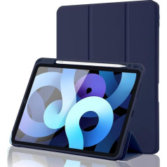 Case for iPad Air 7 11 Inch 2025 M3/Air 6 2024 M2/Air 5/4 2022 2020 10.9 Inch with Pencil Holder, Magnetic Trifold Case with iPencil 2nd Gen Charging, Auto Sleep/Wake, Lightweight TPU Protection, Dark