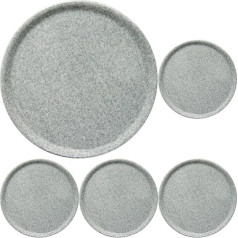 HENDI Pizza Plate, Porcelain, Pattern: Grey Granite Stone, Dishwasher and Microwave Safe, Diameter 330 x (H) 18 mm, Grey (Pack of 5)