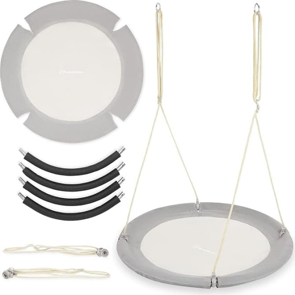 HyperMotion Nest Swing 100 cm Grey - Outdoor & Indoor Swing for Children & Adults, Hanging Swing up to 150 kg, Garden Swing Height Adjustable, Weatherproof