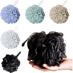 5 Pieces Exfoliating Bath Bomb Bath Sponge Loofah Puffa Puffs Extra Large Shower Puffs Flower (60g)