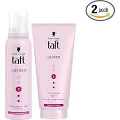 Taft Schwarzkopf Mousse Curls (150 ml) Hold Level 3 Hair Foam for Long-Lasting Curls & Balm Curls Styling (150 ml) Hair Styling Balm for Curly Hair Vegan