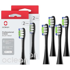 Oclean Professional Clean Black Toothbrush Heads with DuPont Bristles for Oclean Electric Toothbrush, W-Shape Replacement Brushes Suitable for Sonic Toothbrushes, Pack of 4