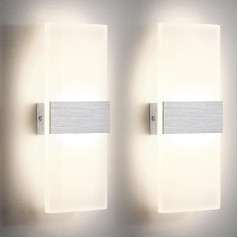 2 x 12 W LED Wall Light Indoor Modern Wall Lamp Up and Down Interior Lighting Hallway Lighting for Bedroom Corridor Living Room Stairs etc. Natural White
